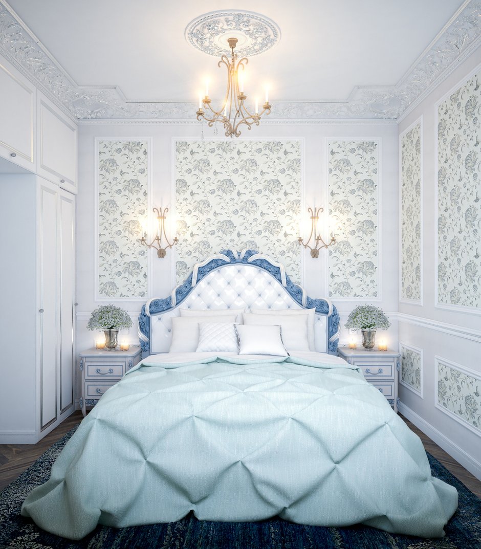 Фотография: Спальня в стиле Классический, Проект недели, Синий, Марина Саркисян, Монолитный дом, 2 комнаты, 40-60 метров – фото на INMYROOM