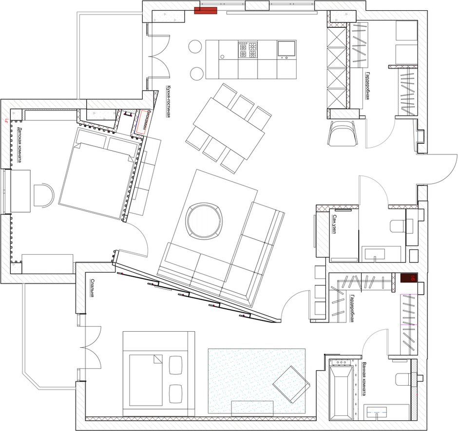 Фотография: Планировки в стиле , Квартира, Проект недели, 3 комнаты, Более 90 метров, Светлогорск, Марина Кутузова, Дизайн-студия «Детали» – фото на INMYROOM