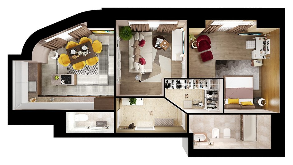 Планировка квартиры в ЖК «Символ», дизайн — «Уютная квартира»