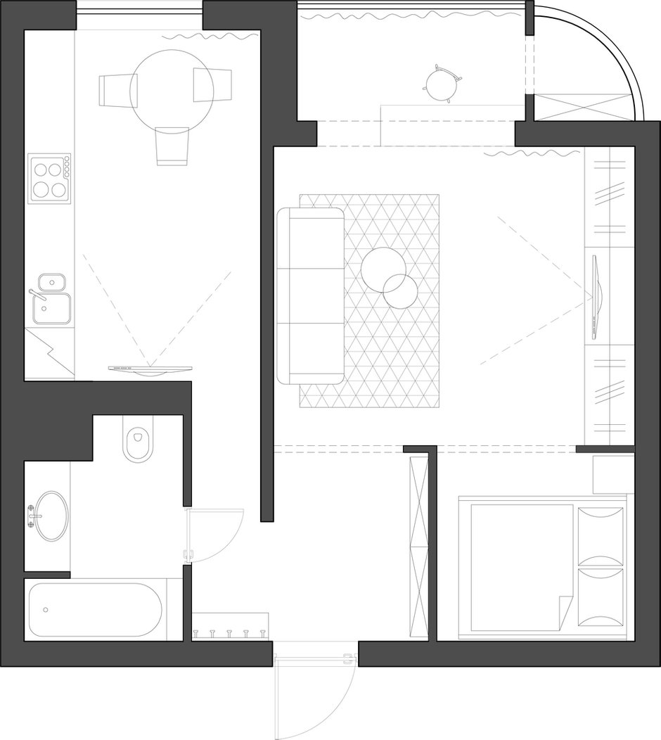 Фотография: Планировки в стиле , Квартира, Проект недели, Панельный дом, 2 комнаты, 40-60 метров, Анна Моджаро – фото на INMYROOM
