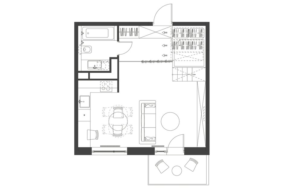 Фотография: Планировки в стиле , Малогабаритная квартира, Квартира, Студия, Проект недели, до 40 метров – фото на INMYROOM
