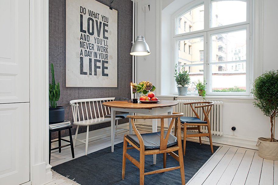 Фотография: Кухня и столовая в стиле Скандинавский, Малогабаритная квартира, Квартира, Швеция, Дома и квартиры – фото на INMYROOM