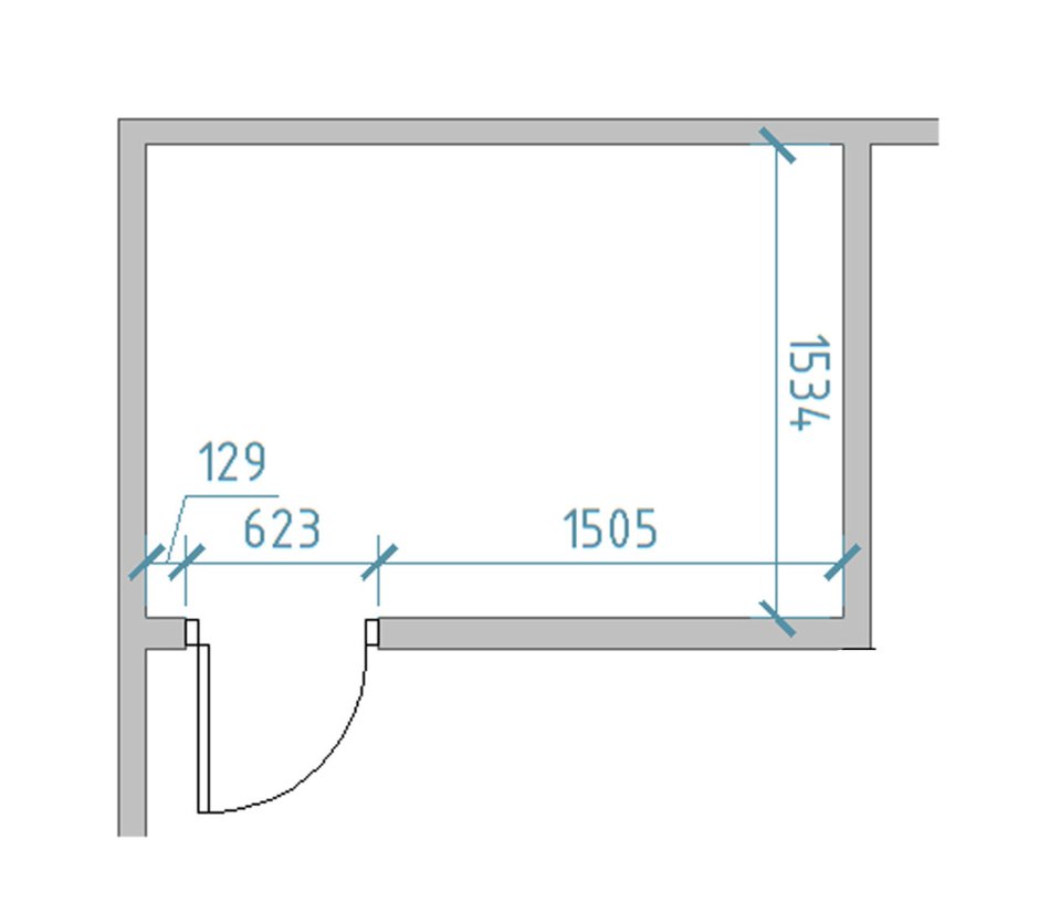 Обмерный план санузла в двухкомнатной квартире дома серии 1-335