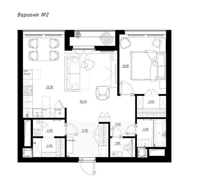 Фотография: Планировки в стиле , Квартира, Перепланировка, Никита Зуб, 2 комнаты, 60-90 метров – фото на INMYROOM